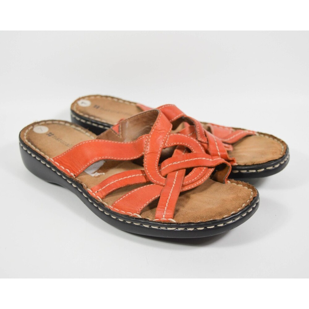 Naturalizer Cleaver-4 Coral Leather Twist Slip On Walking Sandals Shoes Sz 7